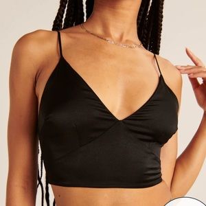 NWT Abercrombie Black Satin Tank Top